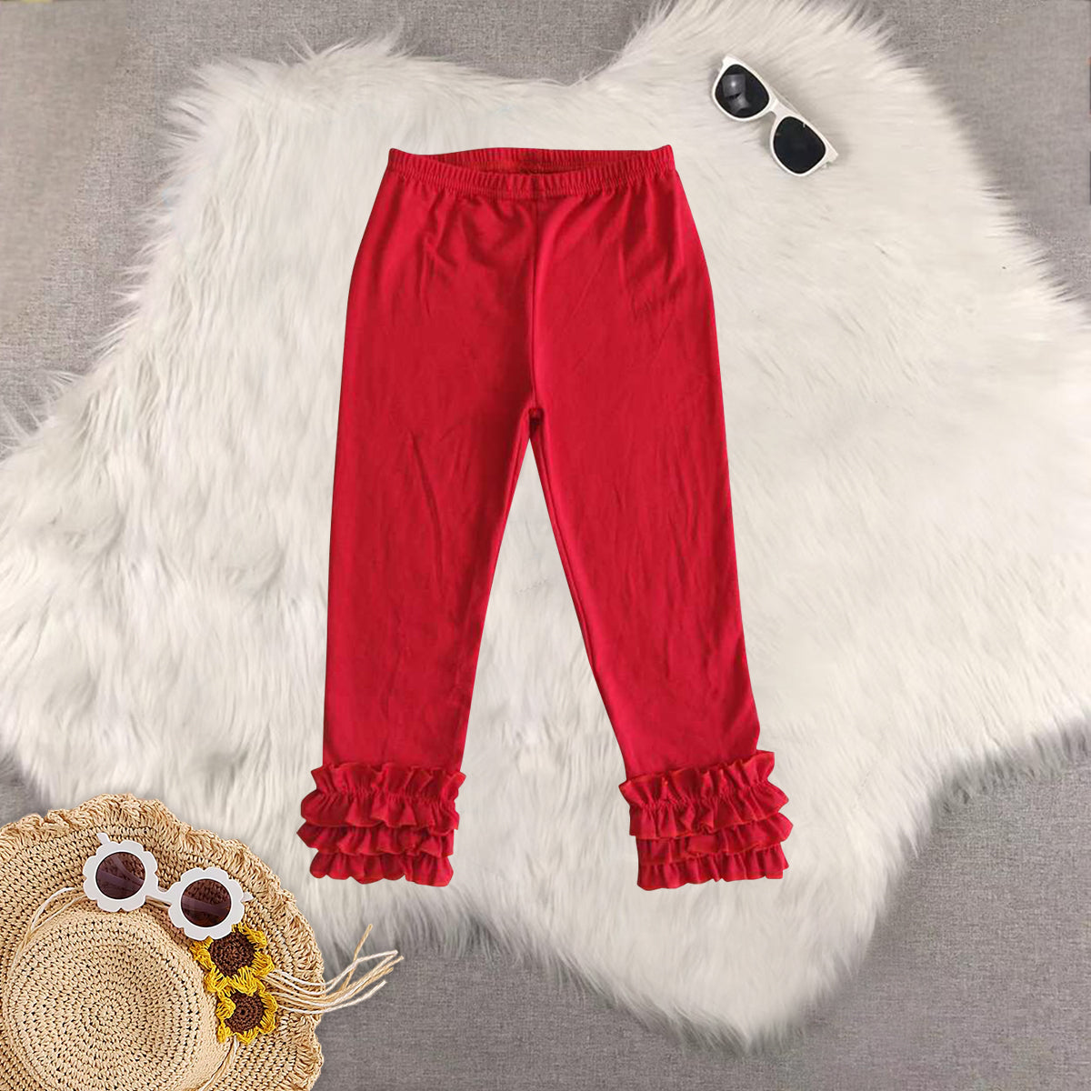 RTS NO MOQ Sibling baby girls clothes Solid color trousers mix