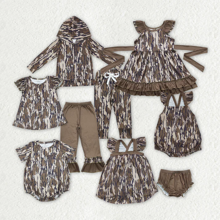 RTS Baby Girls Boys Camo Sibling Hunting Outfits Clothes Sets