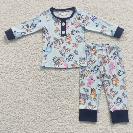 BLP0184 boys happy birthday dog long-sleeved trouser suit