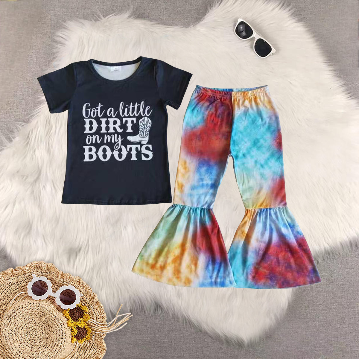 RTS NO MOQ Sibling Baby Girls short Sleeve Pants Set