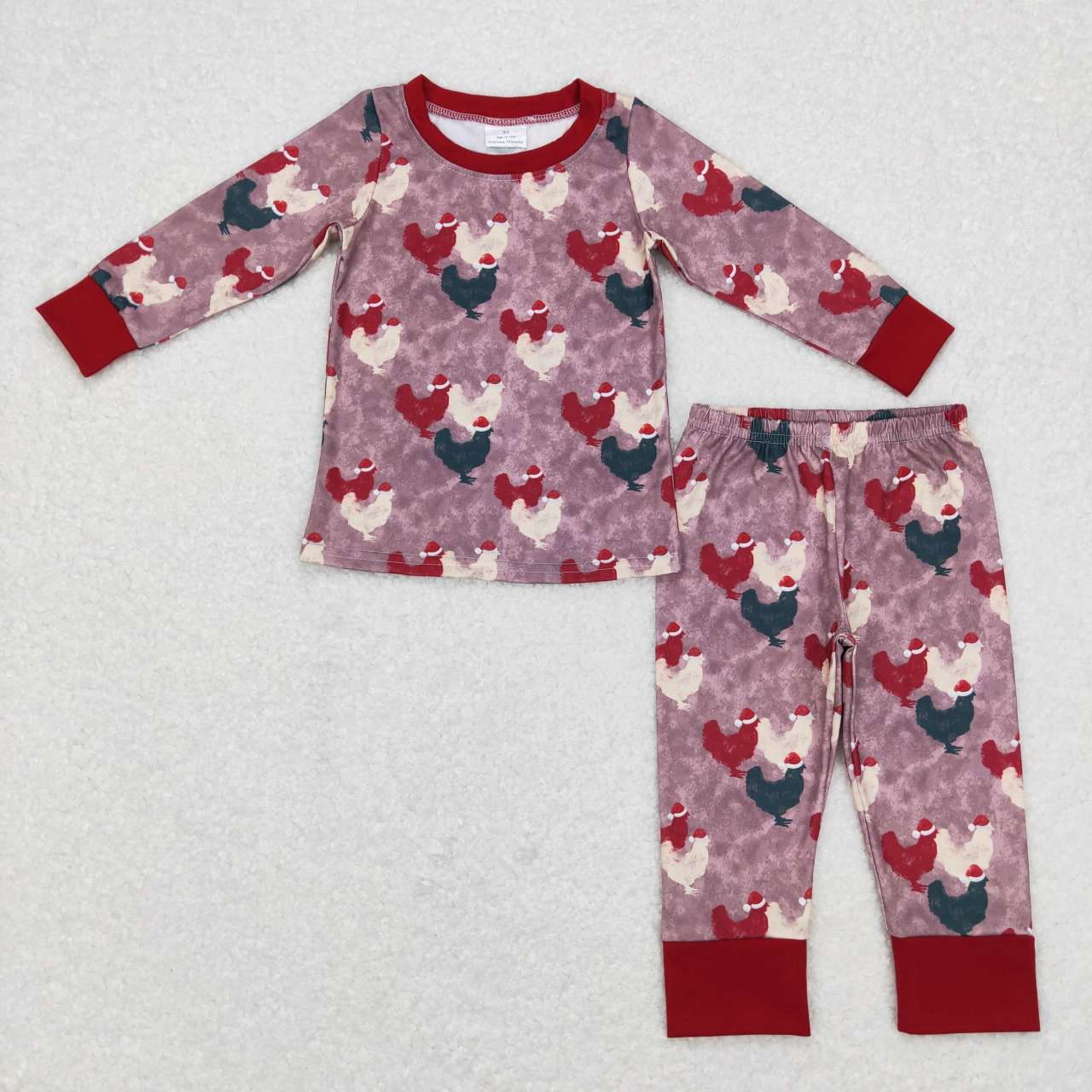 RTS NO MOQ（In Stock ) Santa Hat Chick Red Brown Long Sleeve Pants Suit