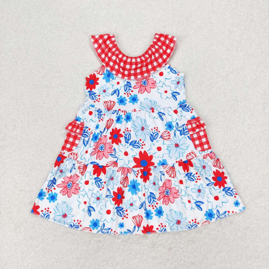 RTS NO MOQ GSD1013 Girls flower sleeveless dress