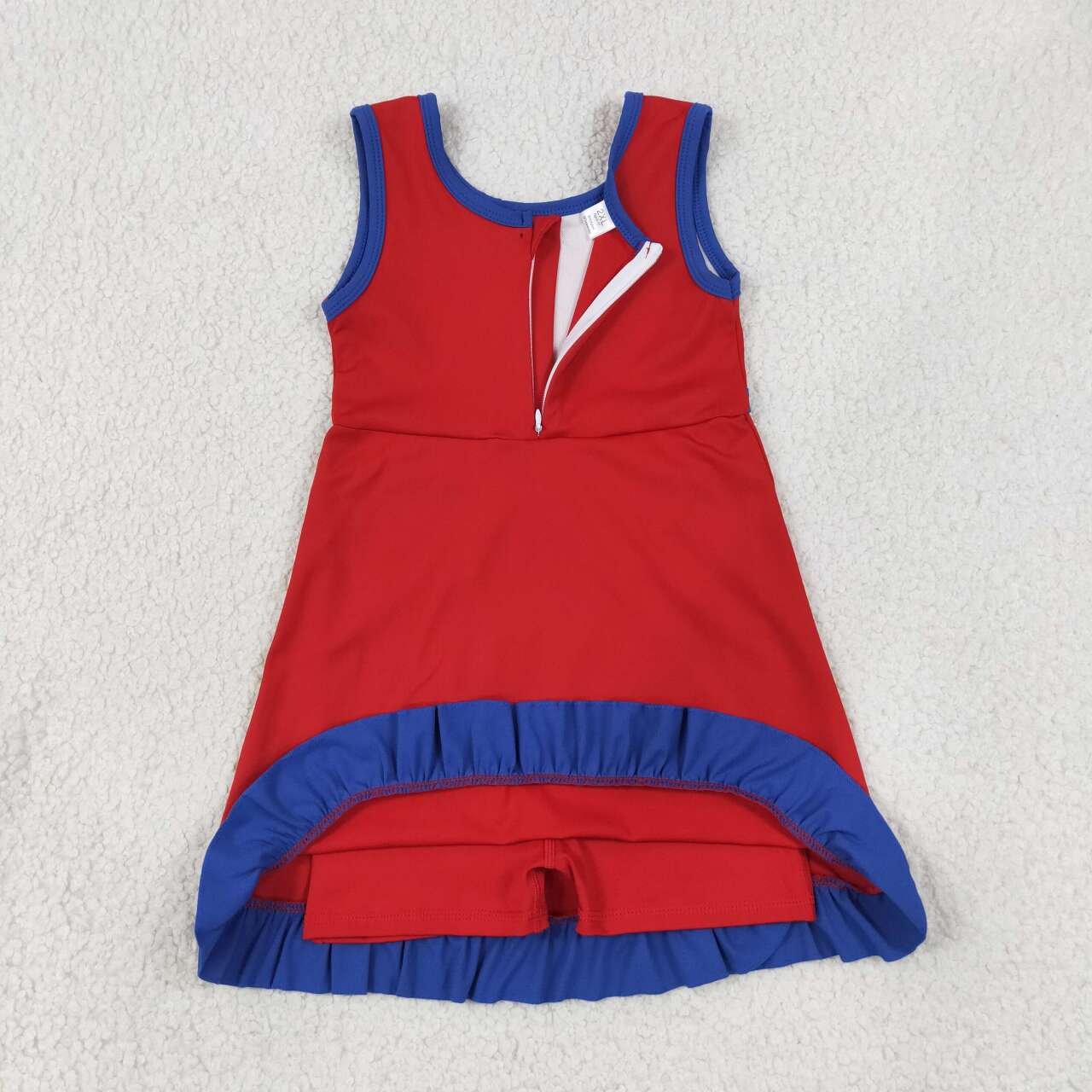 RTS NO MOQ yoga fabric cotton GSD4132 Baby Girls Black Red Sleeveless Scallop Trim Yoga Dress