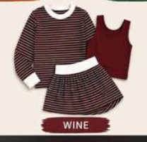 custom moq 5 mix size AY0101 Baby Girls Stripe Three Piece Outfit Long Sleeve Crew Neck Top Solid Tank Top And Stripe Skirt Casual Set