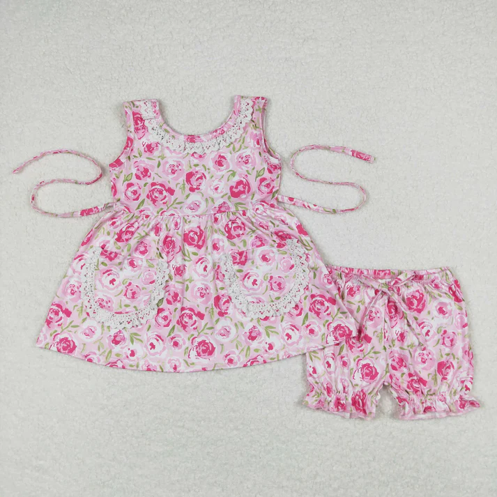 RTS Baby Girls Flowers Tunic Top Shorts Sibling Sister Clothes Sets