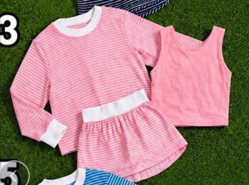 custom moq 5 mix size ASD01 Baby Girls Stripe Three Piece Outfit Long Sleeve Crew Neck Top Solid Tank Top And Stripe Skirt Casual Matching Set