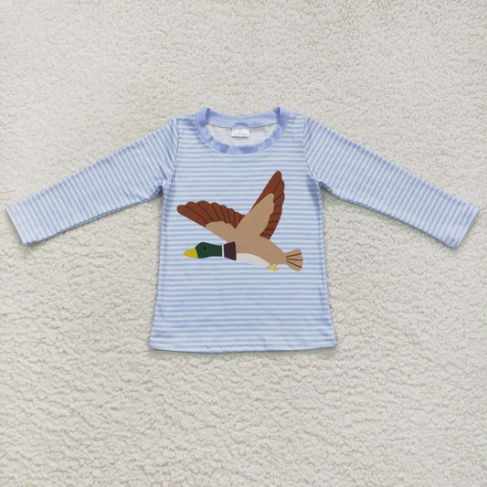 BT0365 Mallard blue and white striped long-sleeved top