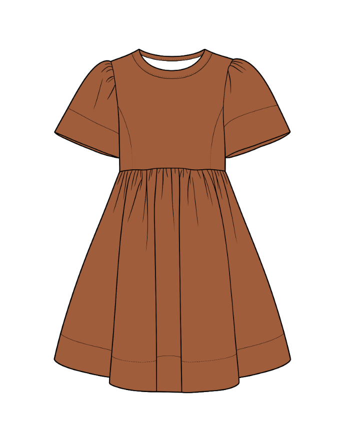 custom moq 5 mix size cotton Baby Girls Solid Short Sleeve Round Neck Gathered Waist Swing Dress