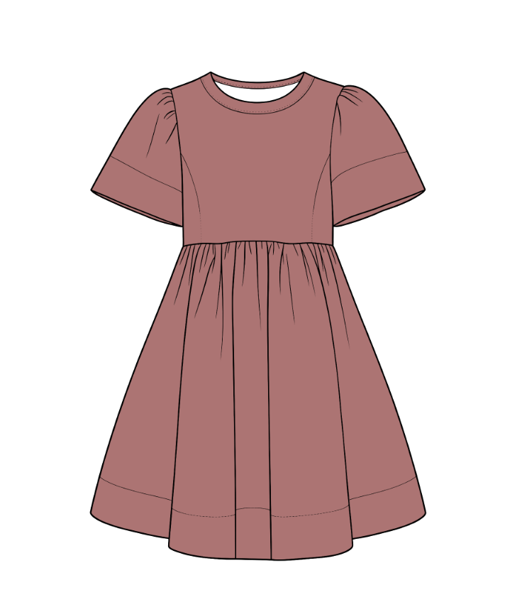 custom moq 5 mix size cotton Baby Girls Solid Short Sleeve Round Neck Gathered Waist Swing Dress