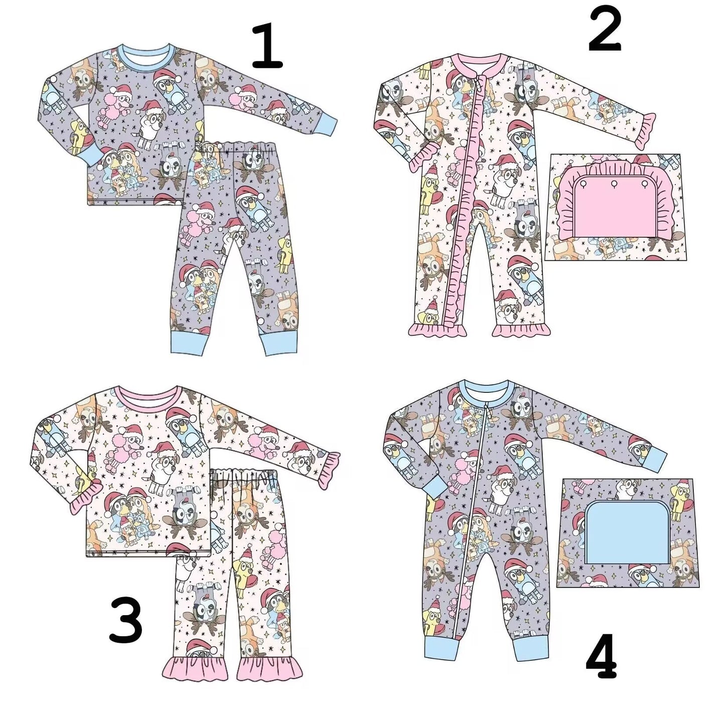 Custom moq 3 mix size eta 6-8 weeks Pink & Grey Christmas Puppy Polka Dot Boys & Girls Mixed Outfit