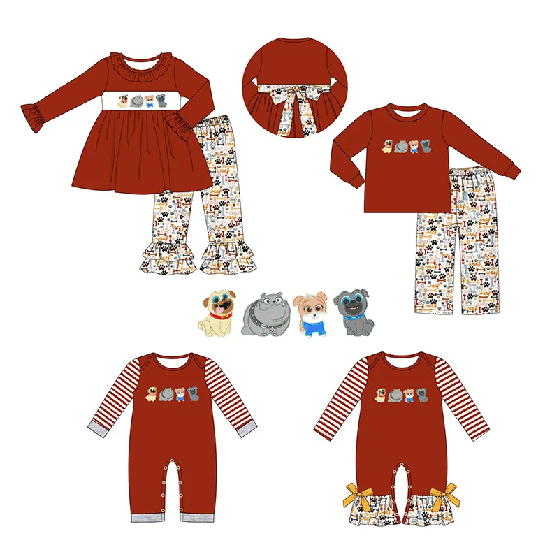 Custom moq 3 mix size eta 6-8 weeks Q cute puppy family iron red boy and girl mixed set