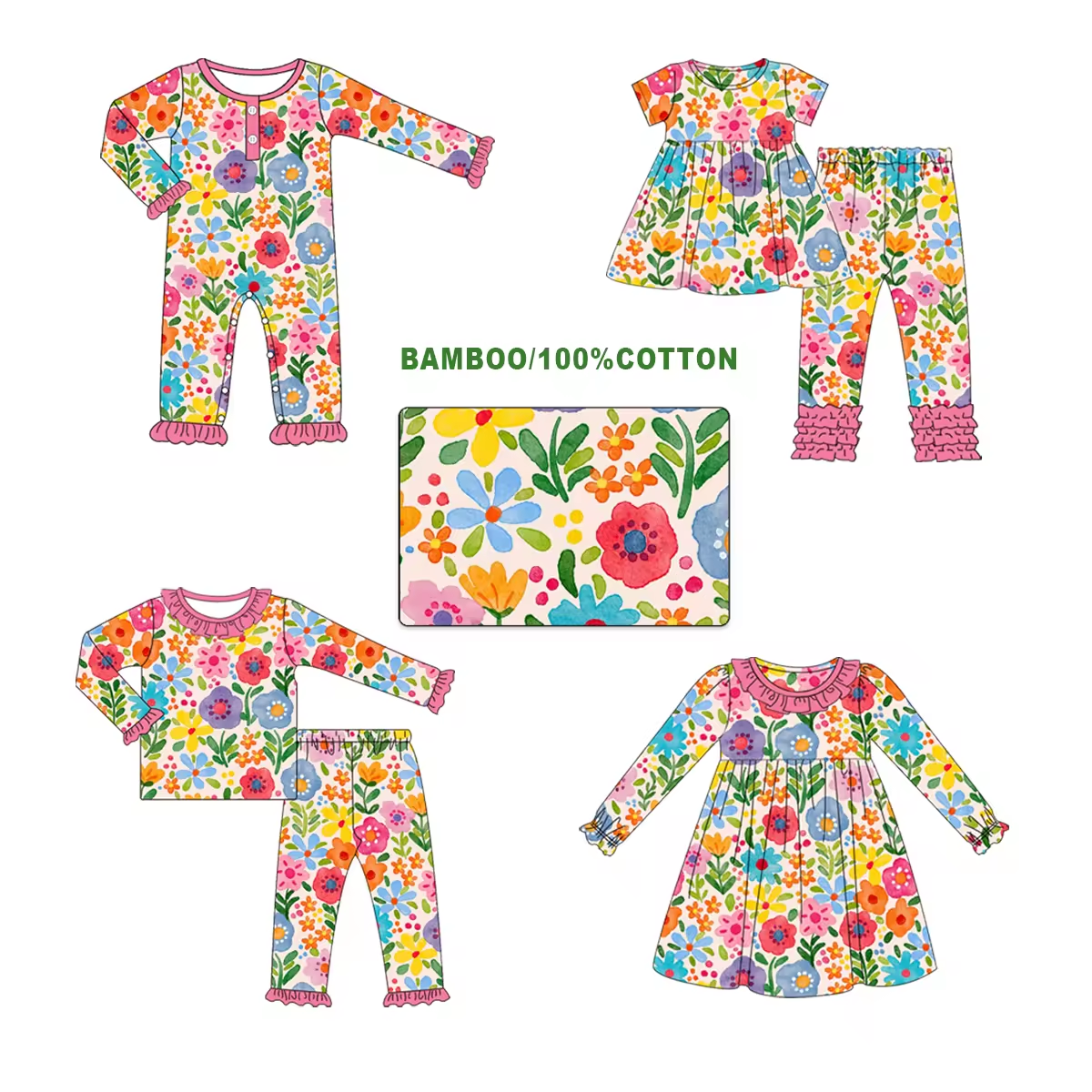 Custom moq 3 mix size eta 6-8 weeks Cream style floral pink mixed set