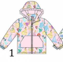 pre order no moq ARNLCY01 Baby Kids  Long Sleeve Print Hooded Zip Up Jacket Fall Kids Outerwear Coat