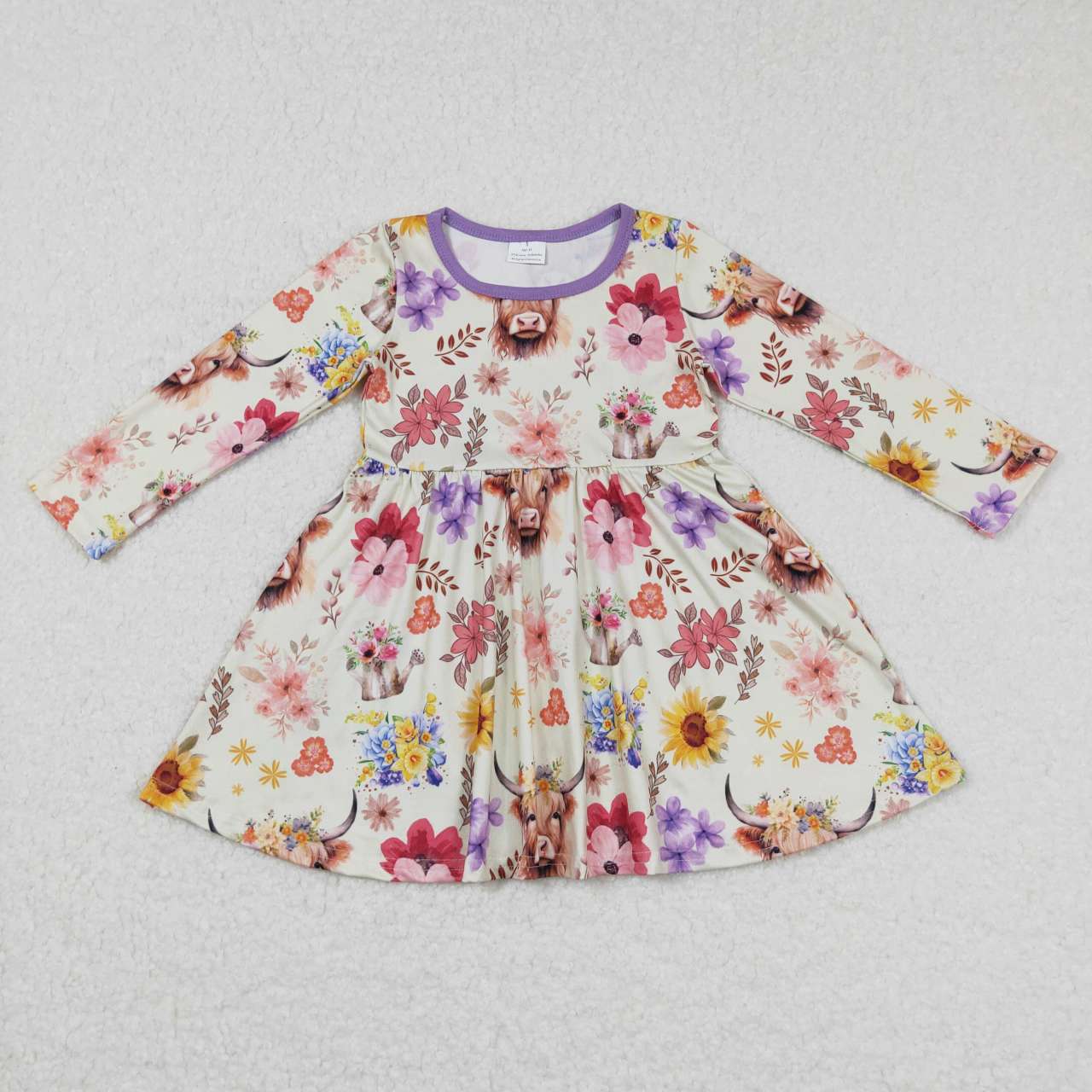 RTS NO MOQ ETA 5/7days Arrived GLD0399 Alpine cow head flower beige long-sleeved dress