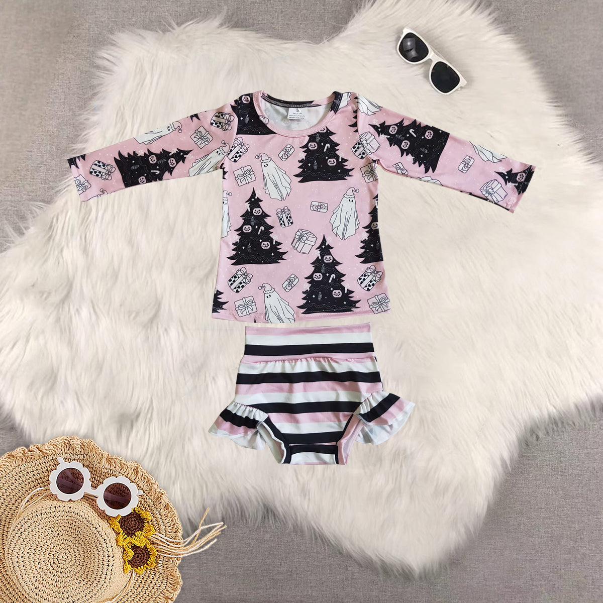 RTS NO MOQ Sibling baby girl clothes halloween long-sleeved briefs sets