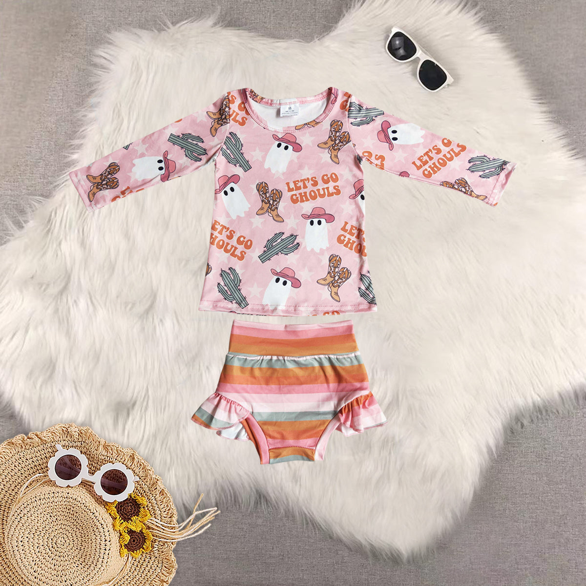 RTS NO MOQ Sibling baby girl clothes halloween long-sleeved briefs sets
