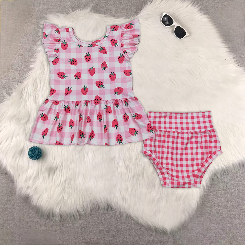 Sibling Baby Girls clothes strawberry Summer Sibling Sister Clothes Sets briefs sets