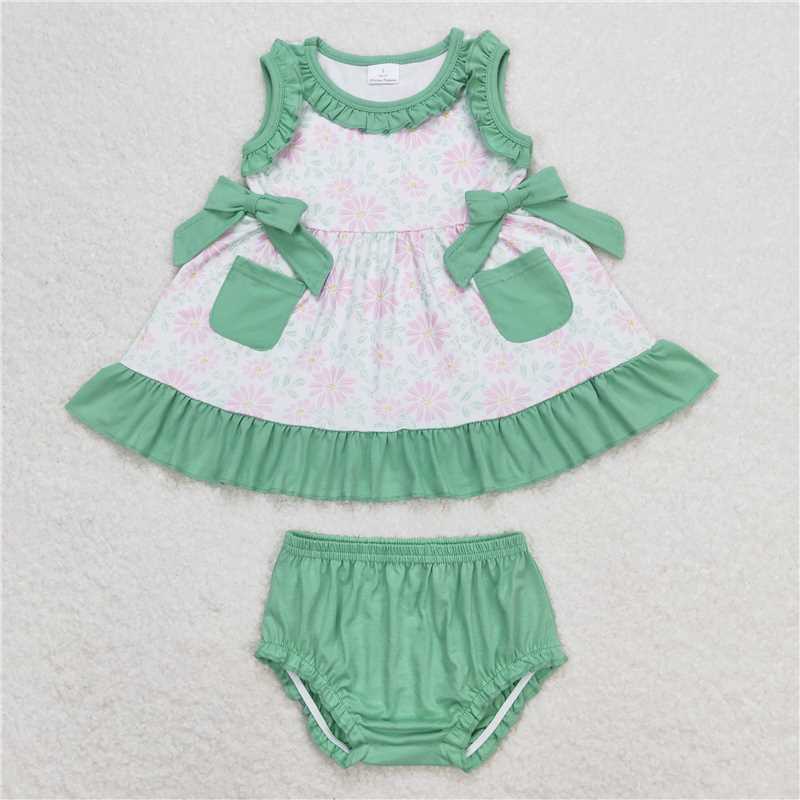 RTS NO MOQ baby girls clothes short sleeve briefs sets