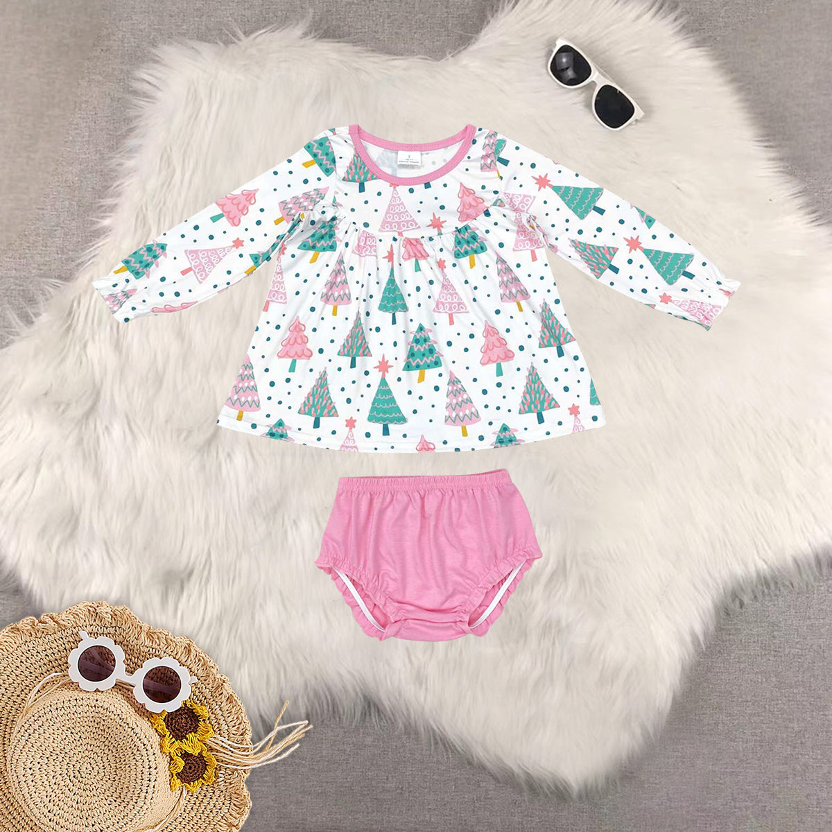 RTS NO MOQ Sibling baby girl clothes long-sleeved briefs sets