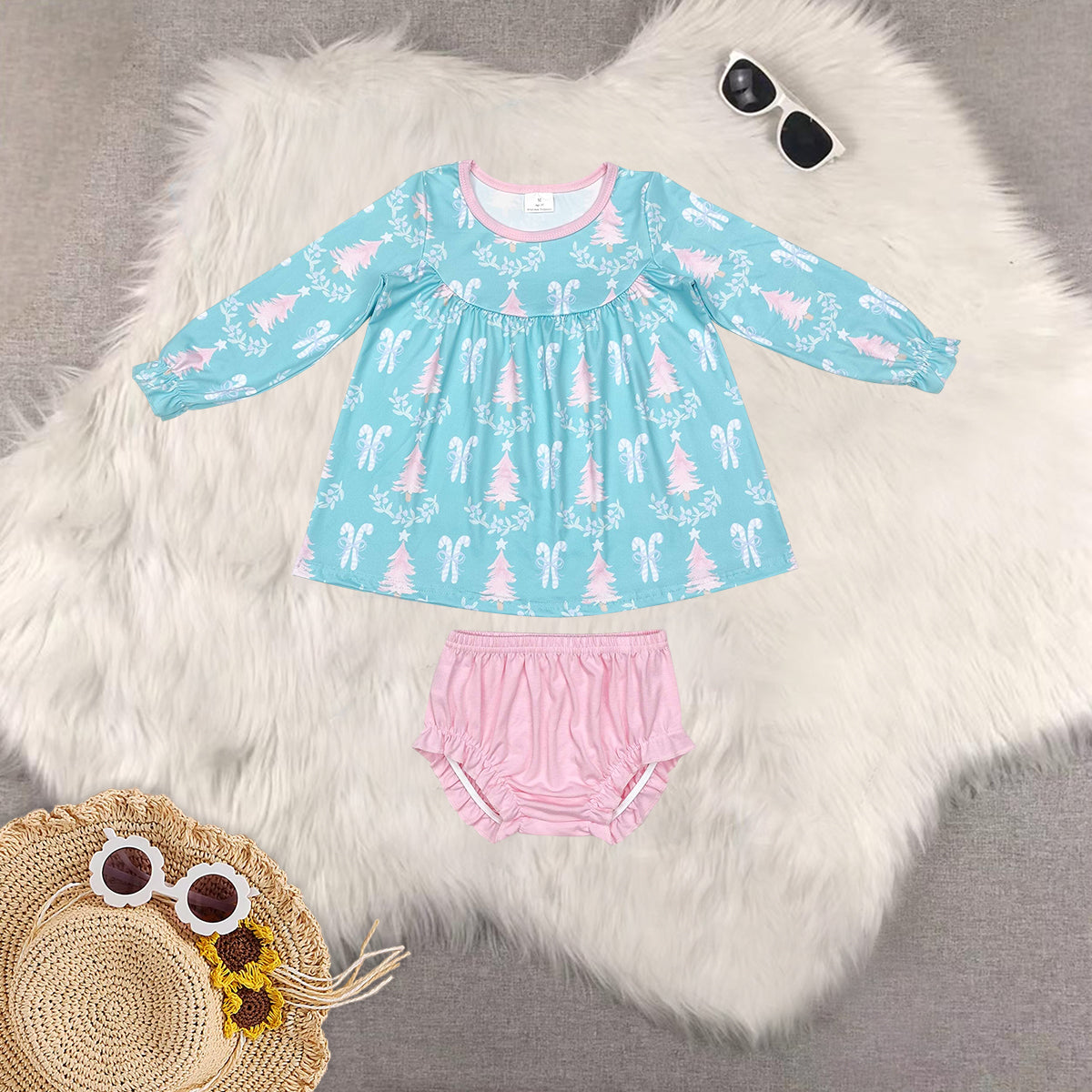 RTS NO MOQ Sibling baby girl clothes long-sleeved briefs sets