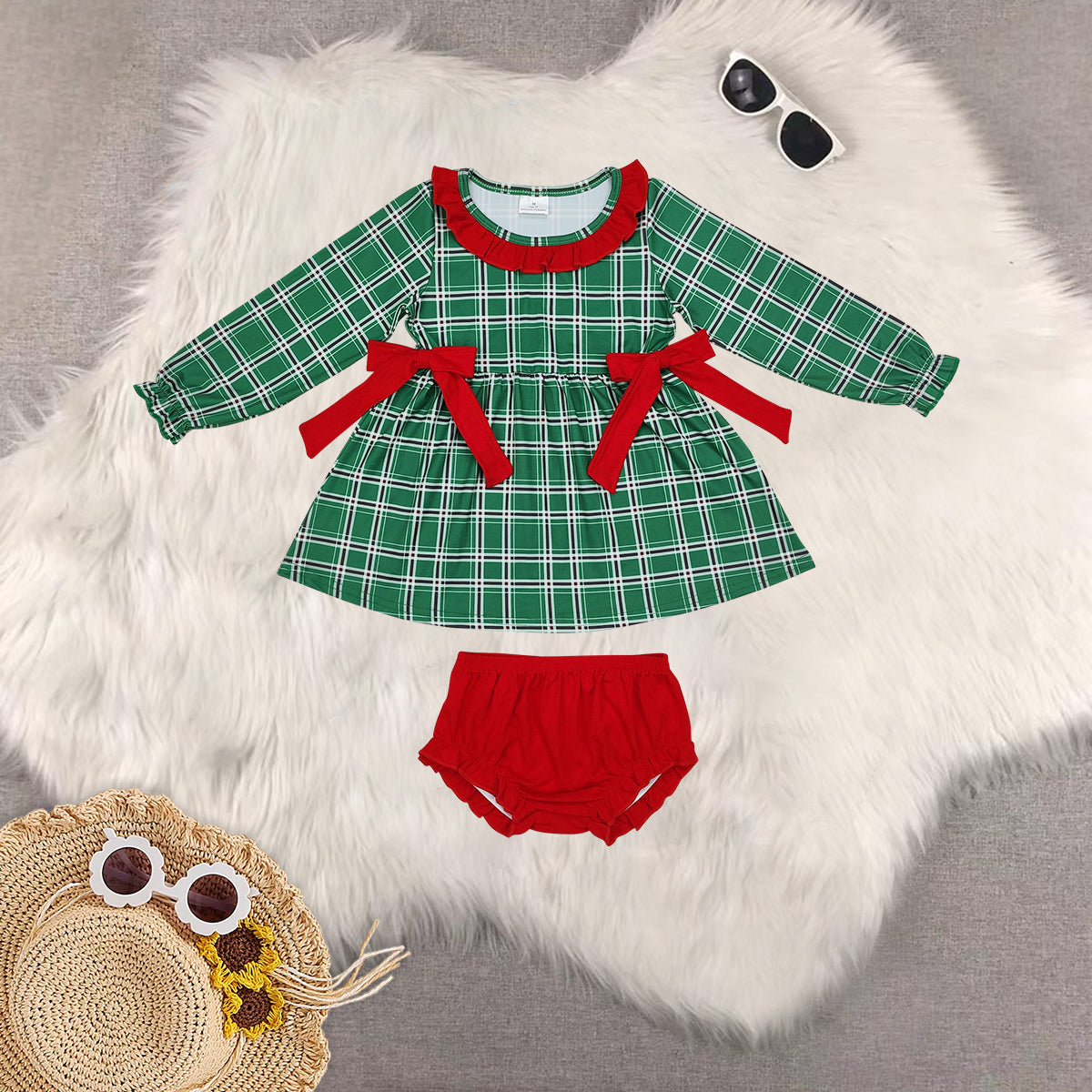 RTS NO MOQ Sibling baby girl clothes long-sleeved briefs sets