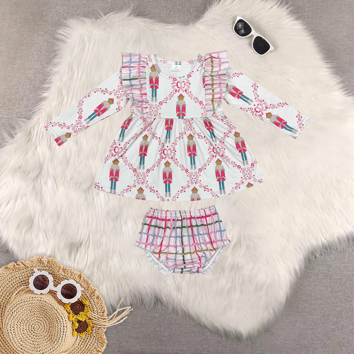 RTS NO MOQ Sibling baby girl clothes long-sleeved briefs sets