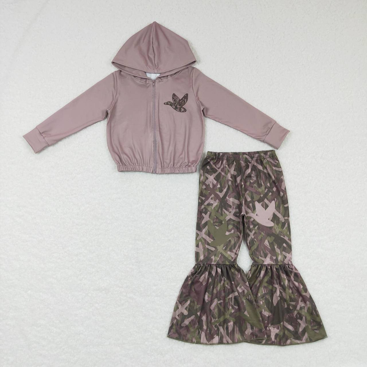 RTS NO MOQ GT0336+P0311 Mallard camouflage trousers Mallard Brown Zip Hooded Long Sleeve Top-GLP0842