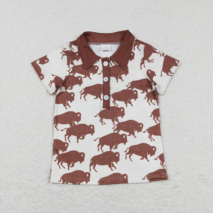 RTS Baby Boys Western Sibling Brother Short Sleeve Buttons Pullovers Shirts