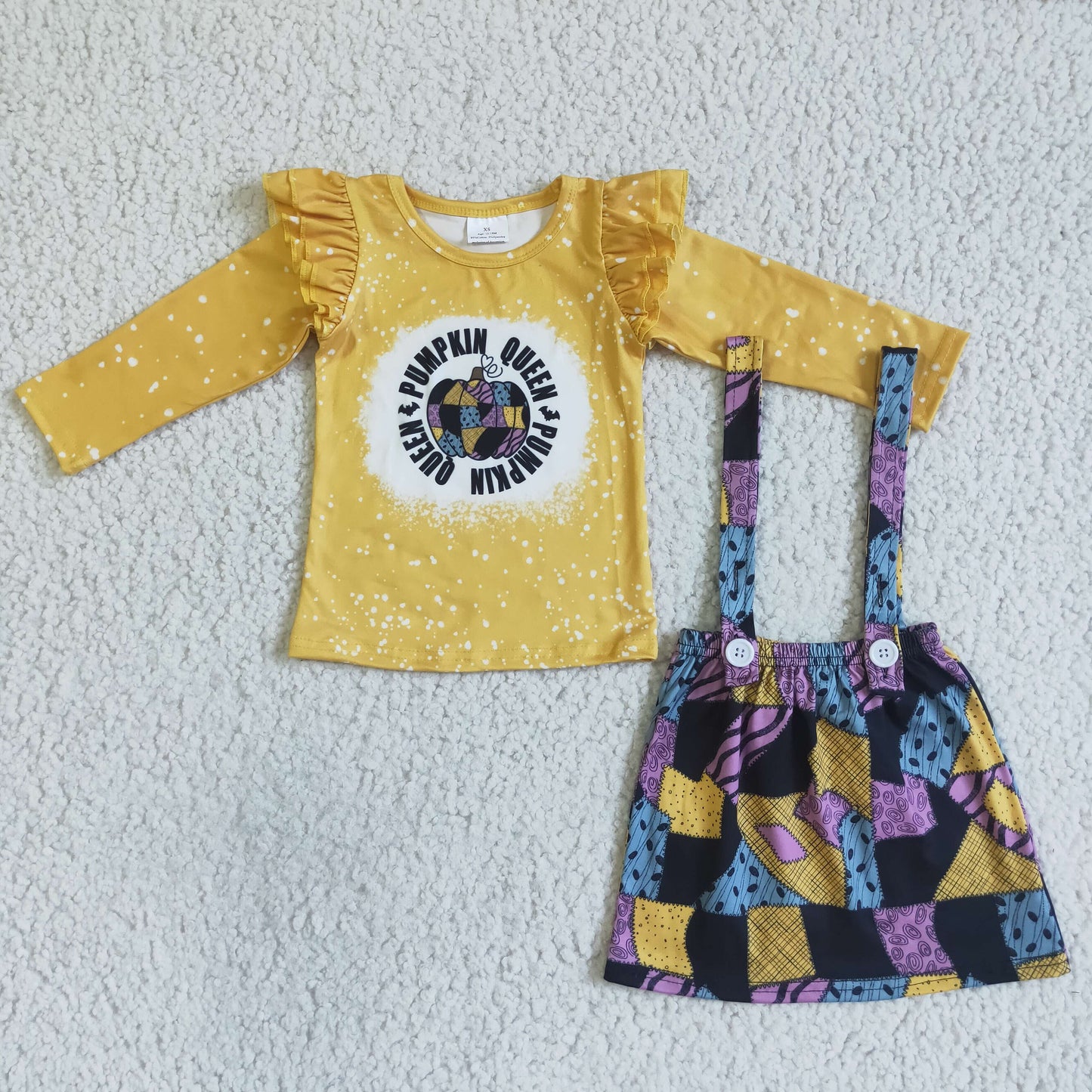 GLD0028 Baby Girls Halloween Pumpkin Skirts Fall Holiday Clothing Set