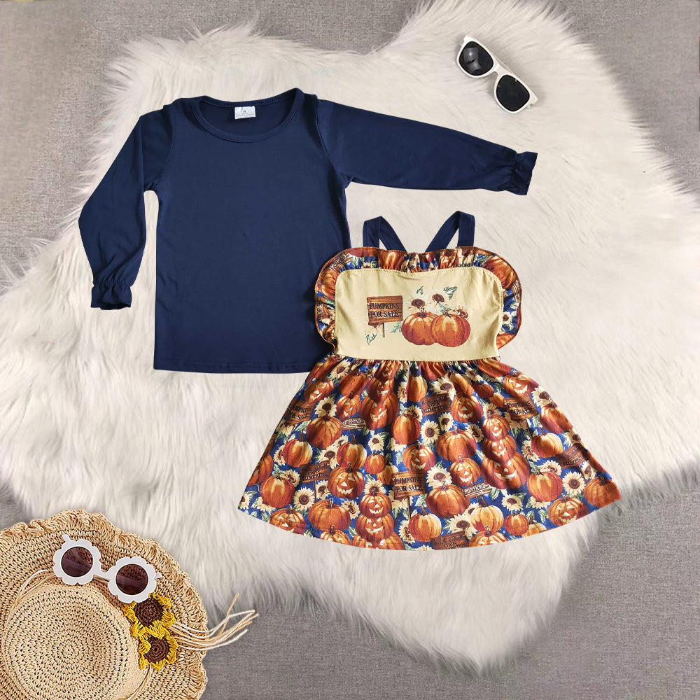 RTS NO MOQ Sibling Baby Girls halloween Long Sleeve Pants Set and dress