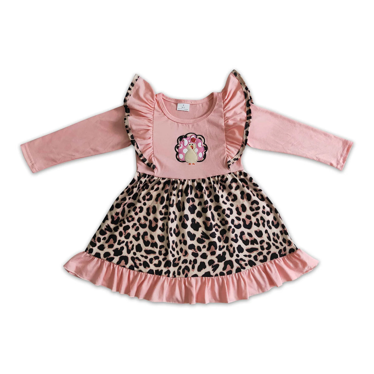 RTS Sibling baby girls clothes Embroidery thanksgiving turkey long Sleeve pants sets and rompers and dress
