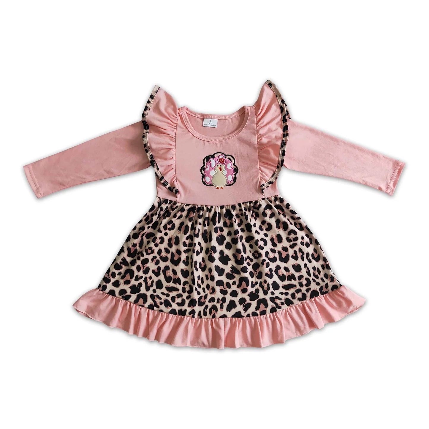 RTS NO MOQ Sibling milk silk Baby Girls Thanksgiving Turkey Pumpkins Print Ruffle Knee Length Dresses