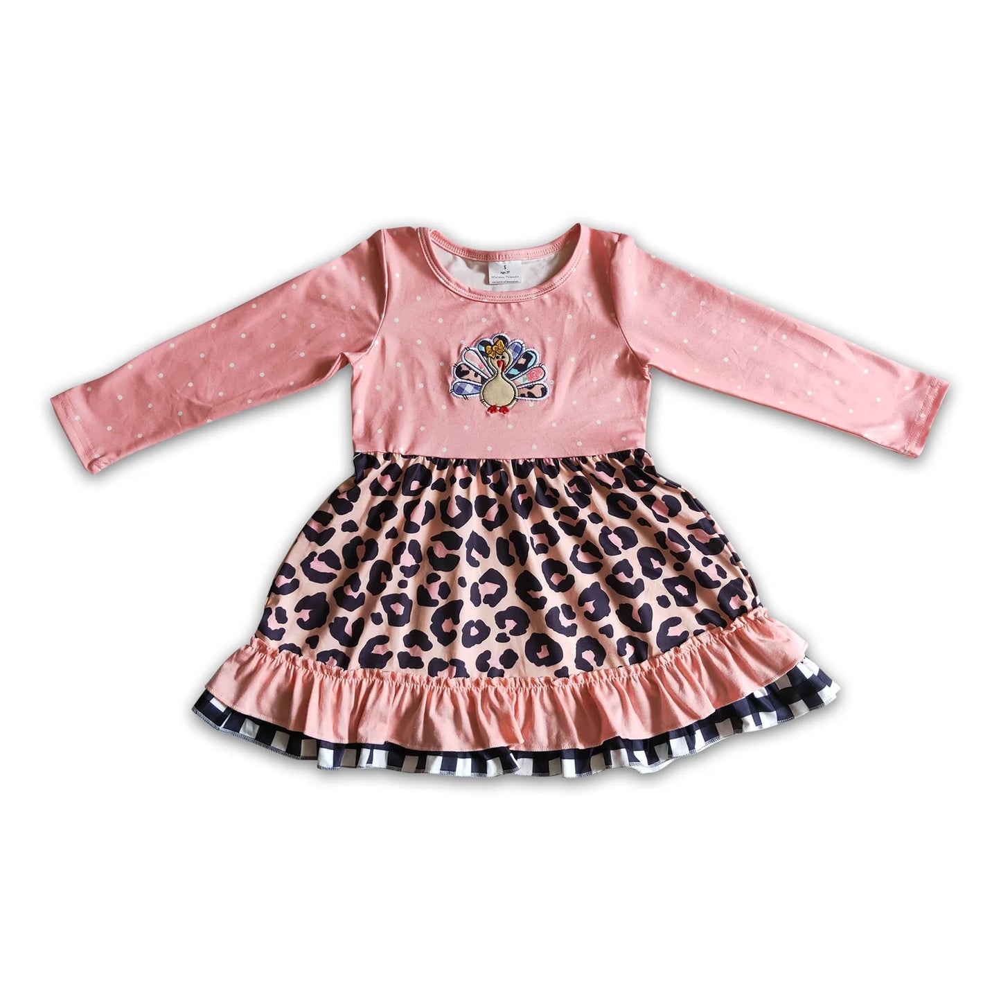 RTS NO MOQ Sibling milk silk Baby Girls Thanksgiving Turkey Pumpkins Print Ruffle Knee Length Dresses