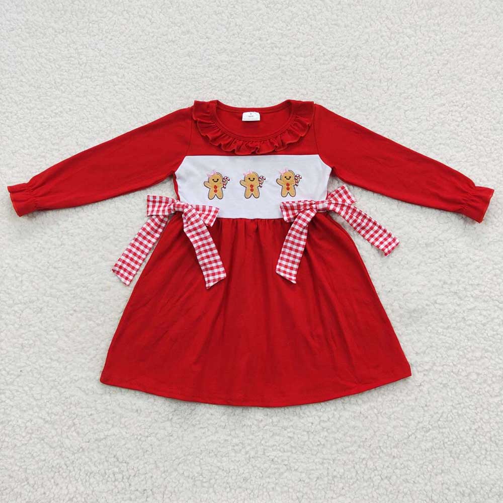 RTS Sibling Baby Girls Embroidery Hats Gingerbread Top Pants Christmas Dress Clothes Sets