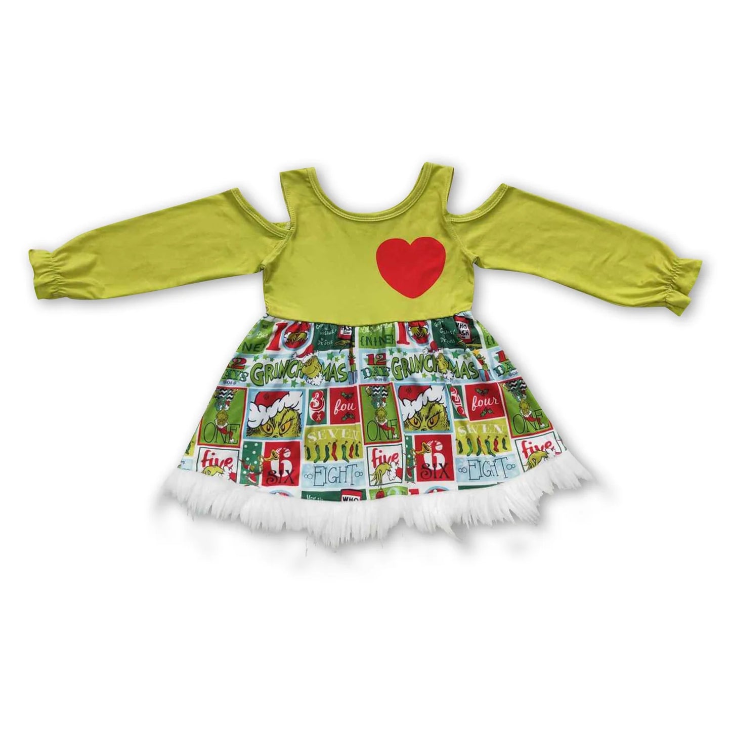 RTS NO MOQ Sibling milk silk Baby Girls Cute Christmas Long Sleeve Knee Length Dresses