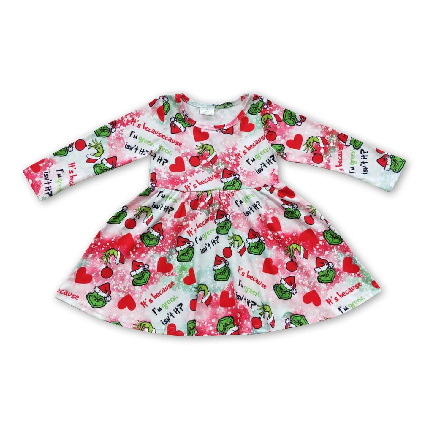 RTS NO MOQ Sibling milk silk Baby Girls Cute Christmas Long Sleeve Knee Length Dresses