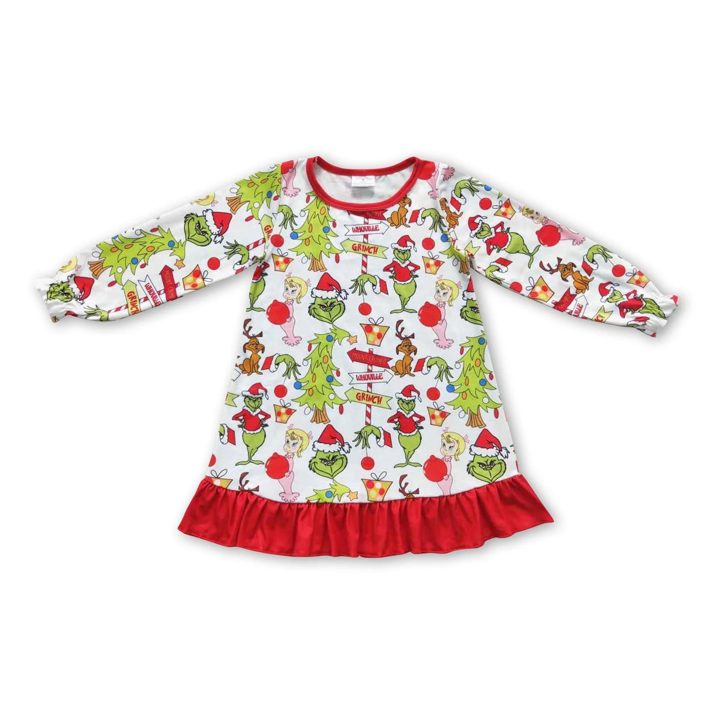 RTS NO MOQ Sibling milk silk Baby Girls Cute Christmas Long Sleeve Knee Length Dresses
