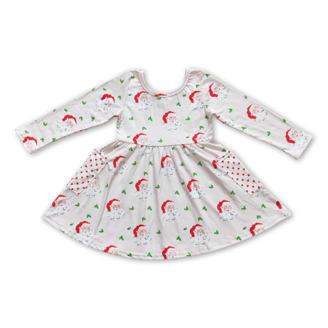 RTS Sibling Baby Girls Santa Candy Cane Plaid Christmas Ruffle Knee Length Dresses Set