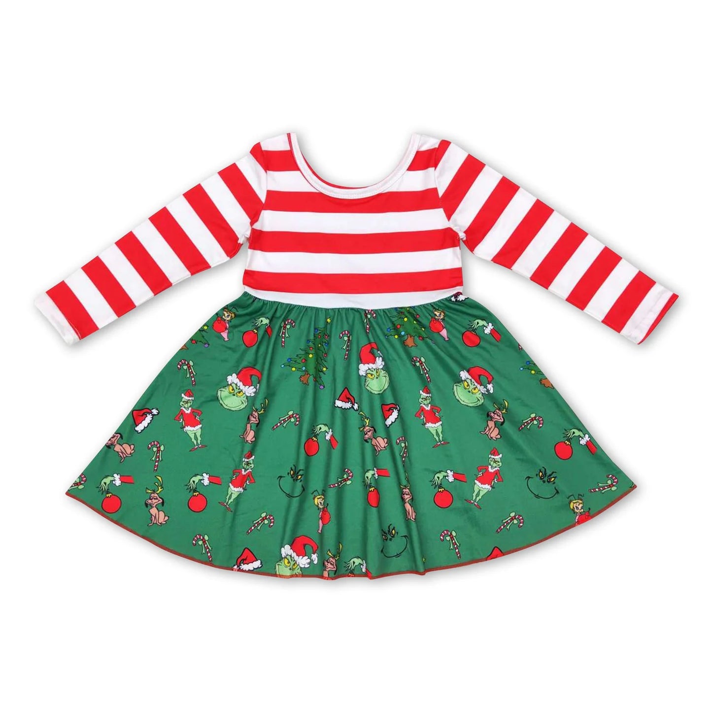 RTS NO MOQ Sibling milk silk Baby Girls Cute Long Sleeve Christmas Knee Length Dresses