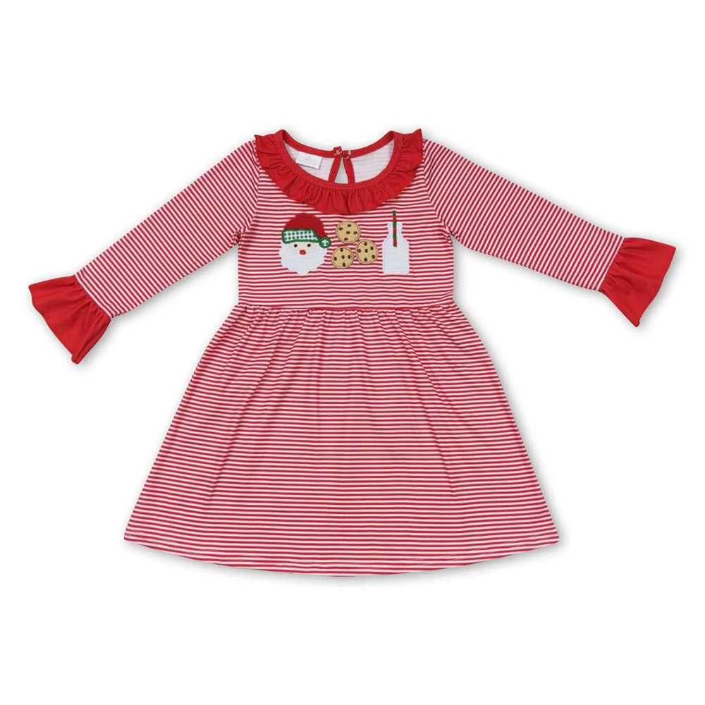 RTS NO MOQ Sibling baby girls clothes Christma Embroidery Santa long sleeve pants sets and rompers and dress