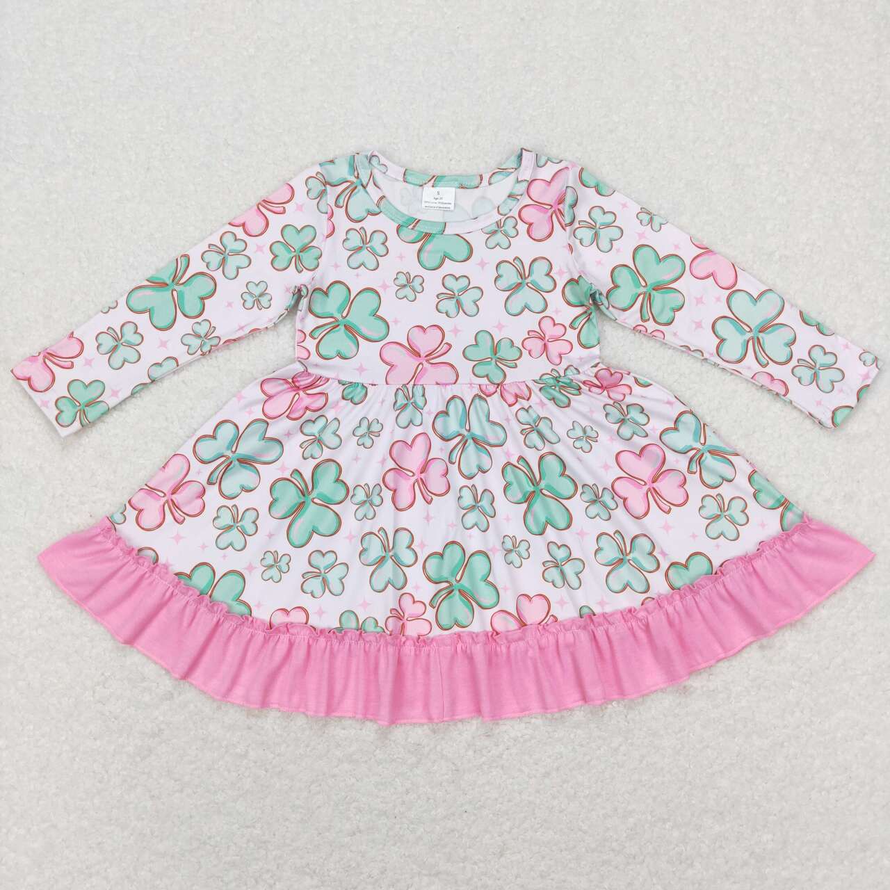 RTS NO MOQ Sibling baby Girls St. Patrick's Four Leaf Clover long Sleeve shirt pants clothing sets and dress