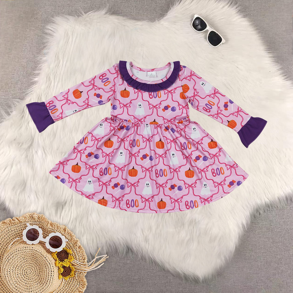 RTS NO MOQ Sibling baby girls baby girl clothes halloween long-sleeved trousers suit & romper & dress