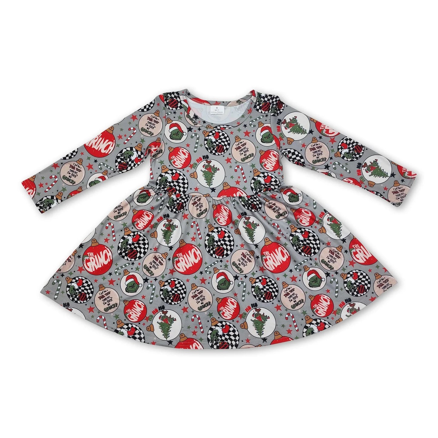RTS NO MOQ Sibling milk silk Baby Girls Cute Long Sleeve Christmas Knee Length Dresses