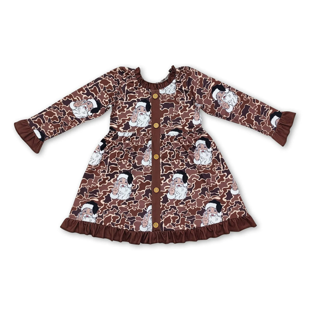 RTS NO MOQ Sibling milk silk Baby Girls And Boys Camo Santa Print Top Pants Pajamas Sets Dress Rompers Blankets