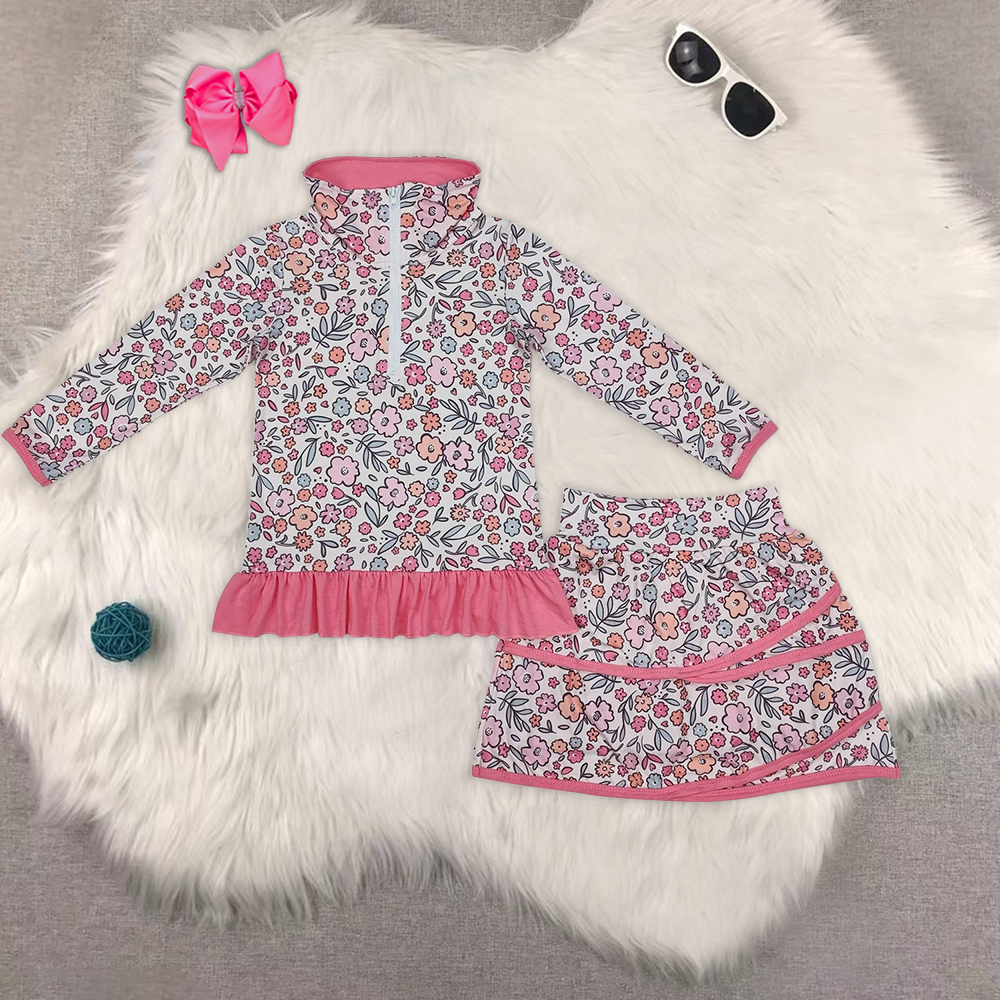 RTS NO MOQ Sibling baby Girls clothes floral long sleeve skirts sets