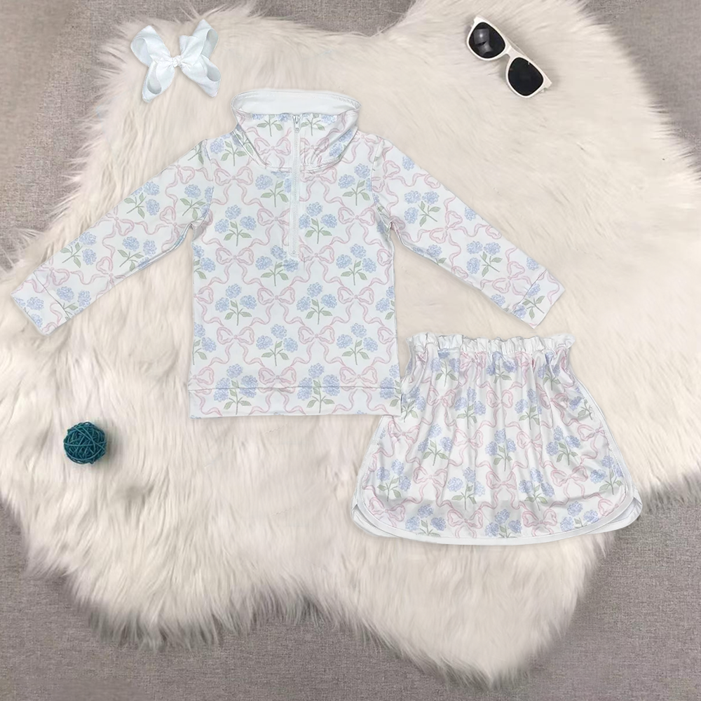 RTS NO MOQ Sibling baby Girls clothes floral long sleeve skirts sets