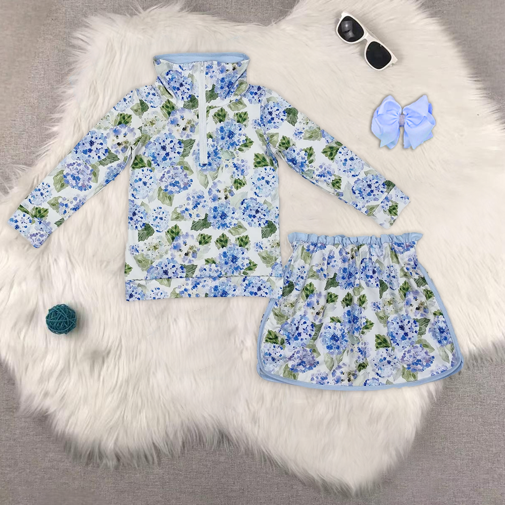 RTS NO MOQ Sibling baby Girls clothes floral long sleeve skirts sets