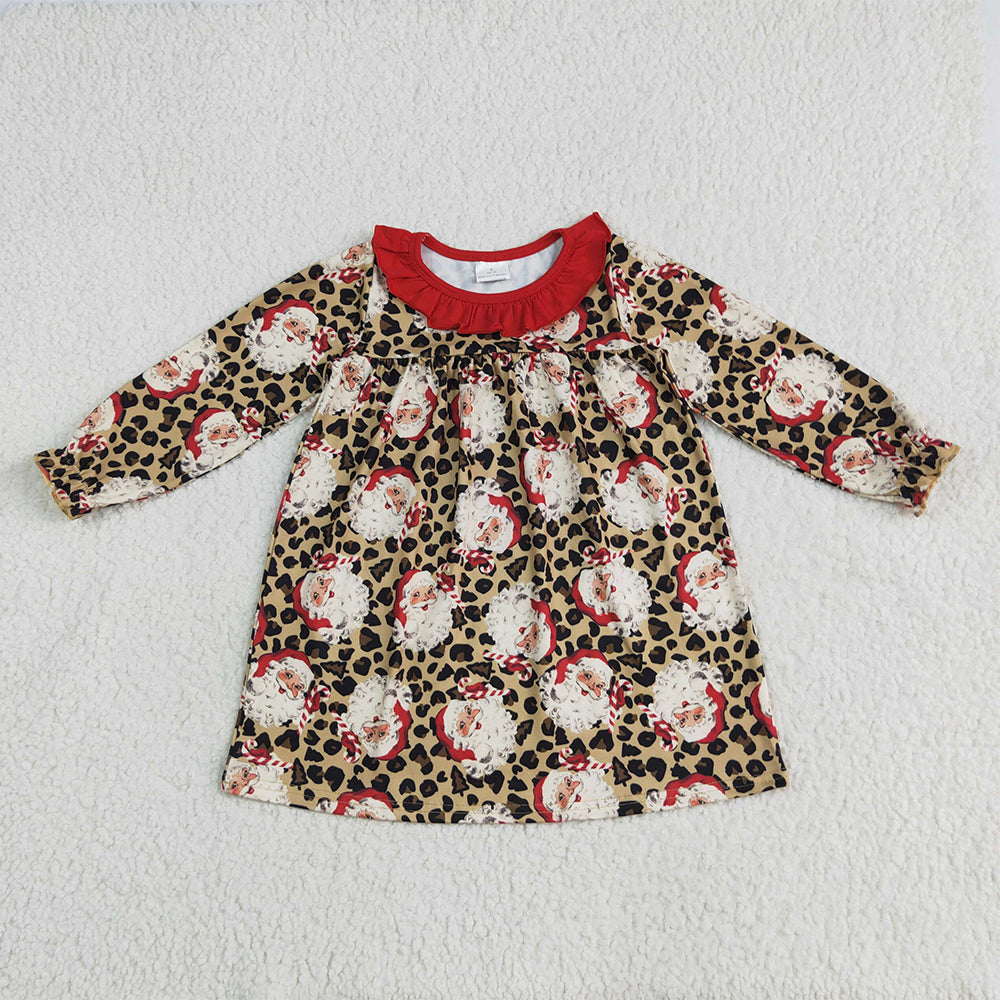 RTS NO MOQ Sibling milk silk Baby Girls And Boys Christmas Leopard Pajamas Cute Holiday Print Long Sleeve Sleep Set