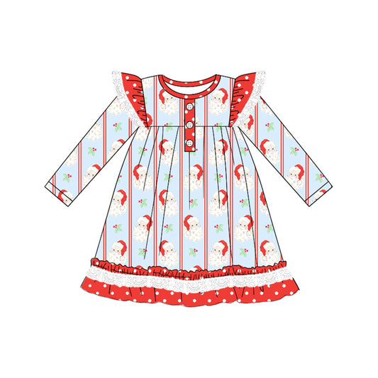 no moq GLD1066 PRE-ORDER baby girl clothes Christmas red long sleeve dress-2025.5.20