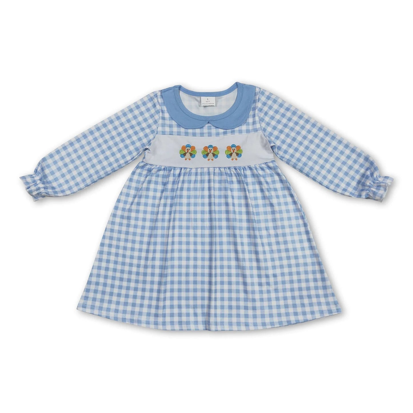 RTS NO MOQ Sibling milk silk Baby Girls Thanksgiving Turkey Pumpkins Print Ruffle Knee Length Dresses